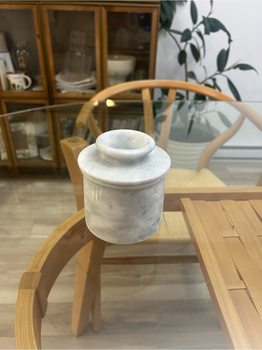 White Marble Butter Jar Dish